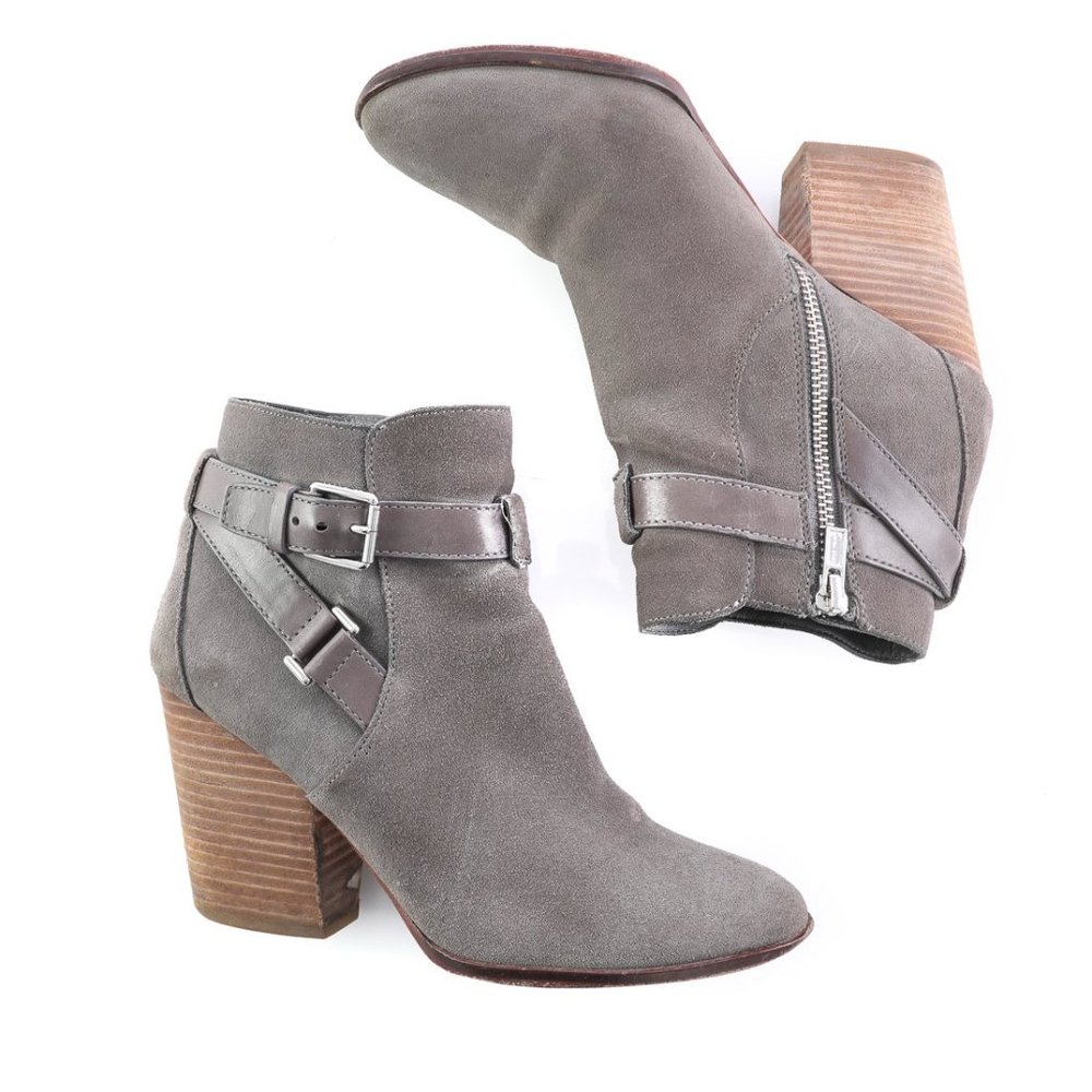 Cole Haan Gray Suede Heeled Ankle Boots Booties